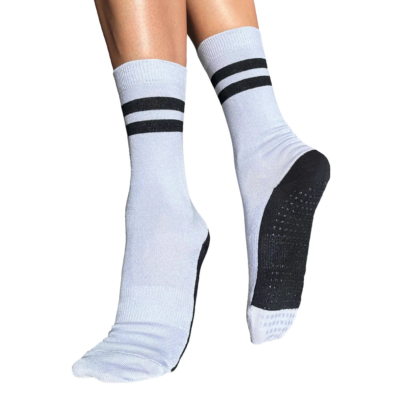 Crew Closed Toe - Striped Black & Lilac