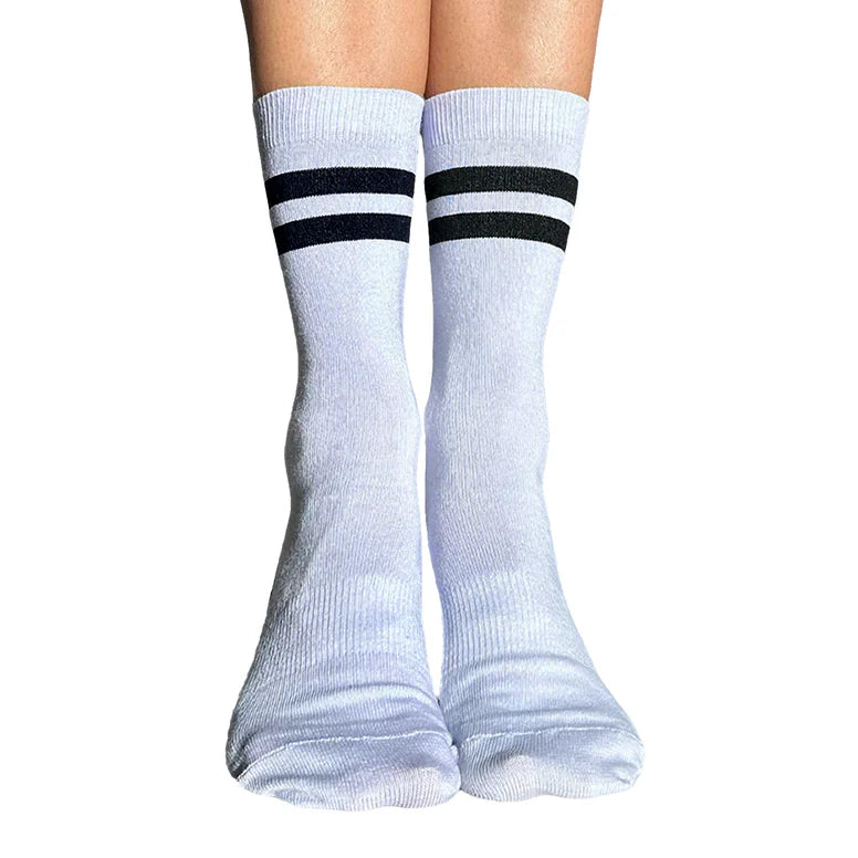 Crew Closed Toe - Striped Black & Lilac