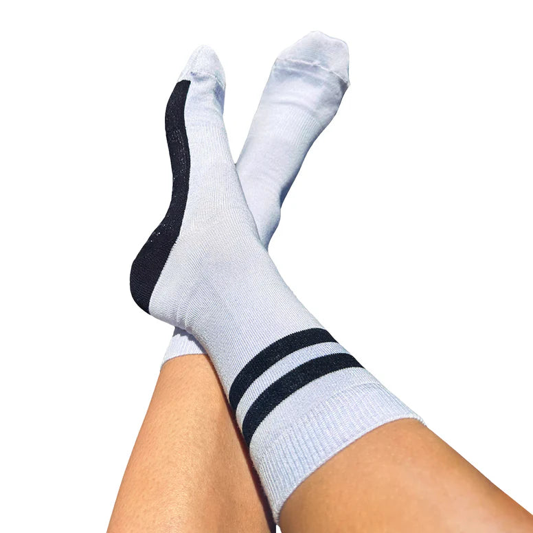 Crew Closed Toe - Striped Black & Lilac