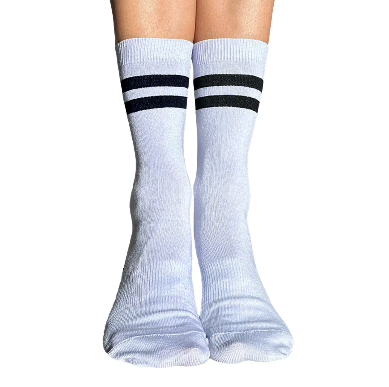 Crew Closed Toe - Striped Black and Lilac
