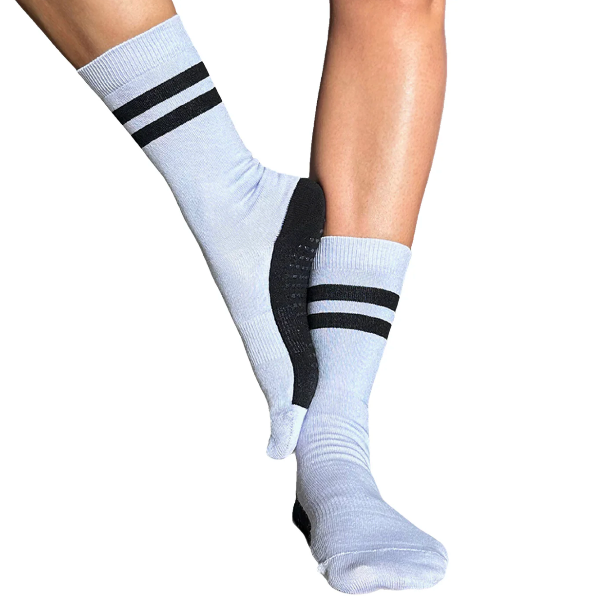 Crew Closed Toe - Striped Black and Lilac