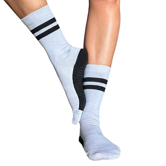 Crew Closed Toe - Striped Black & Lilac