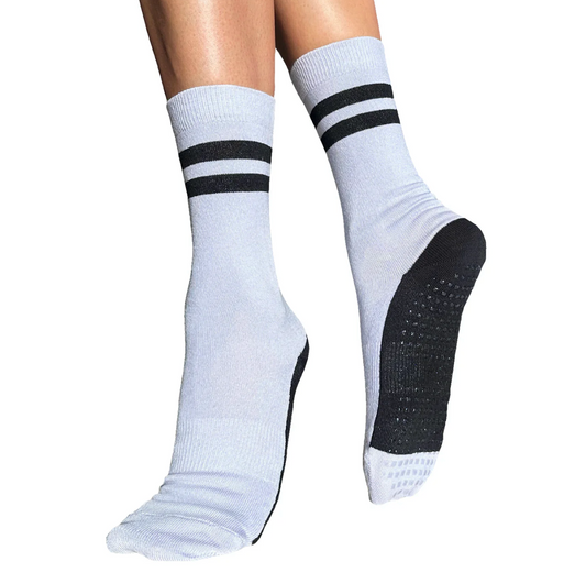 Crew Closed Toe - Striped Black and Lilac